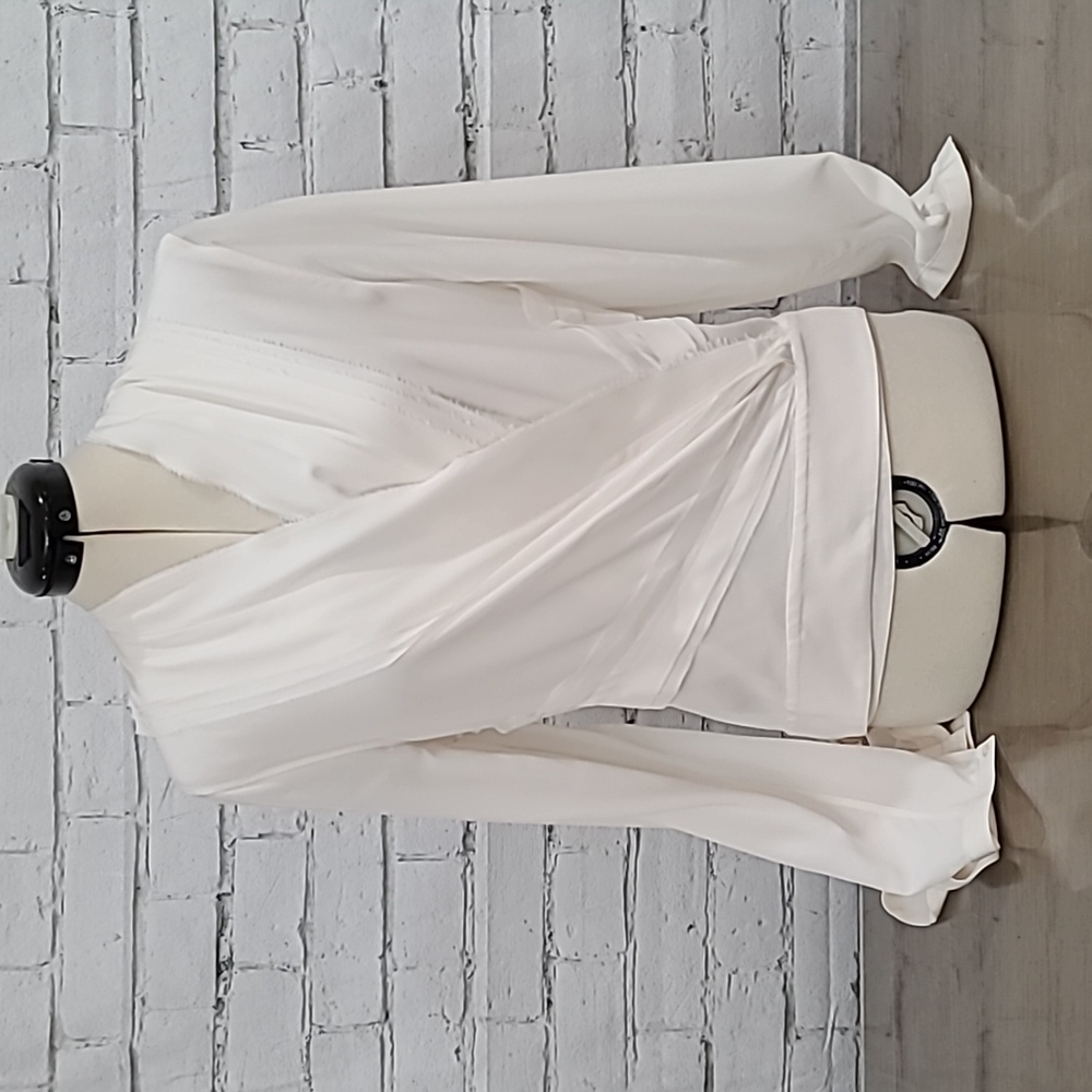 Burberry London Silk Wrap Top in Ivory